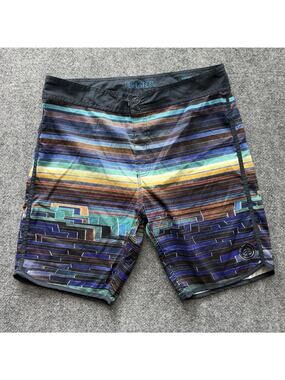 Element Board Shorts Mens 36 Multicolor Striped Surf Swim Skate Shorts